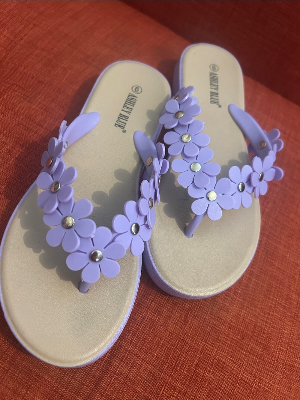 Ashley blue Lavender Floral Flip Flop Sandals for Women